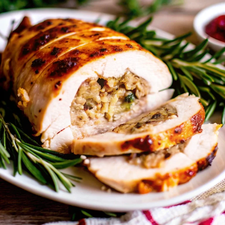close up on the Christmas Stuffed Turkey Breast