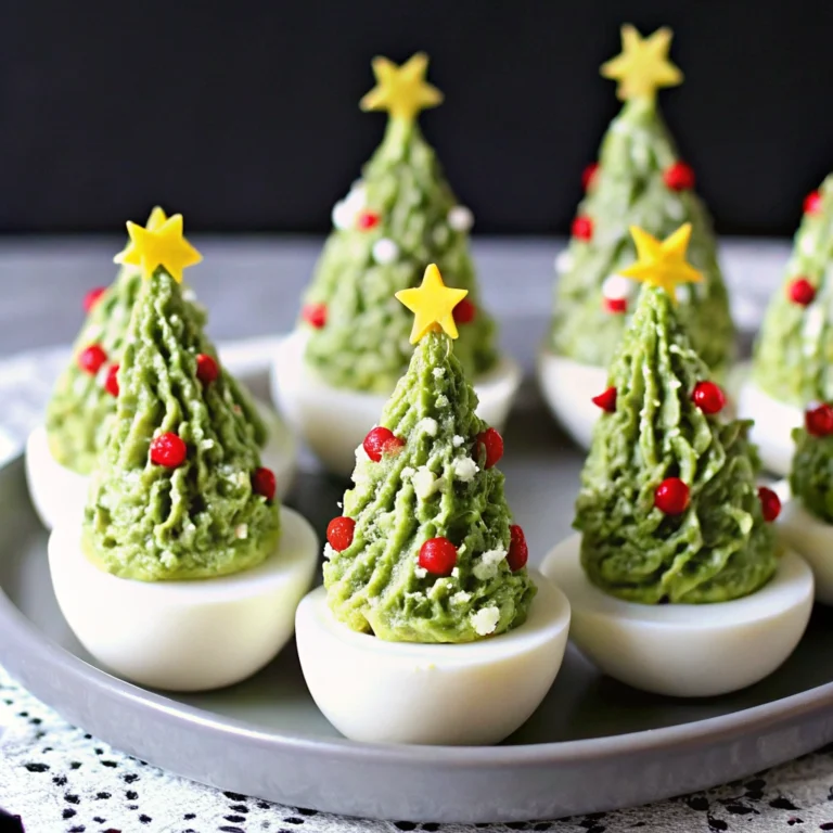 A close up of the Deviled Egg Christmas Trees recipe