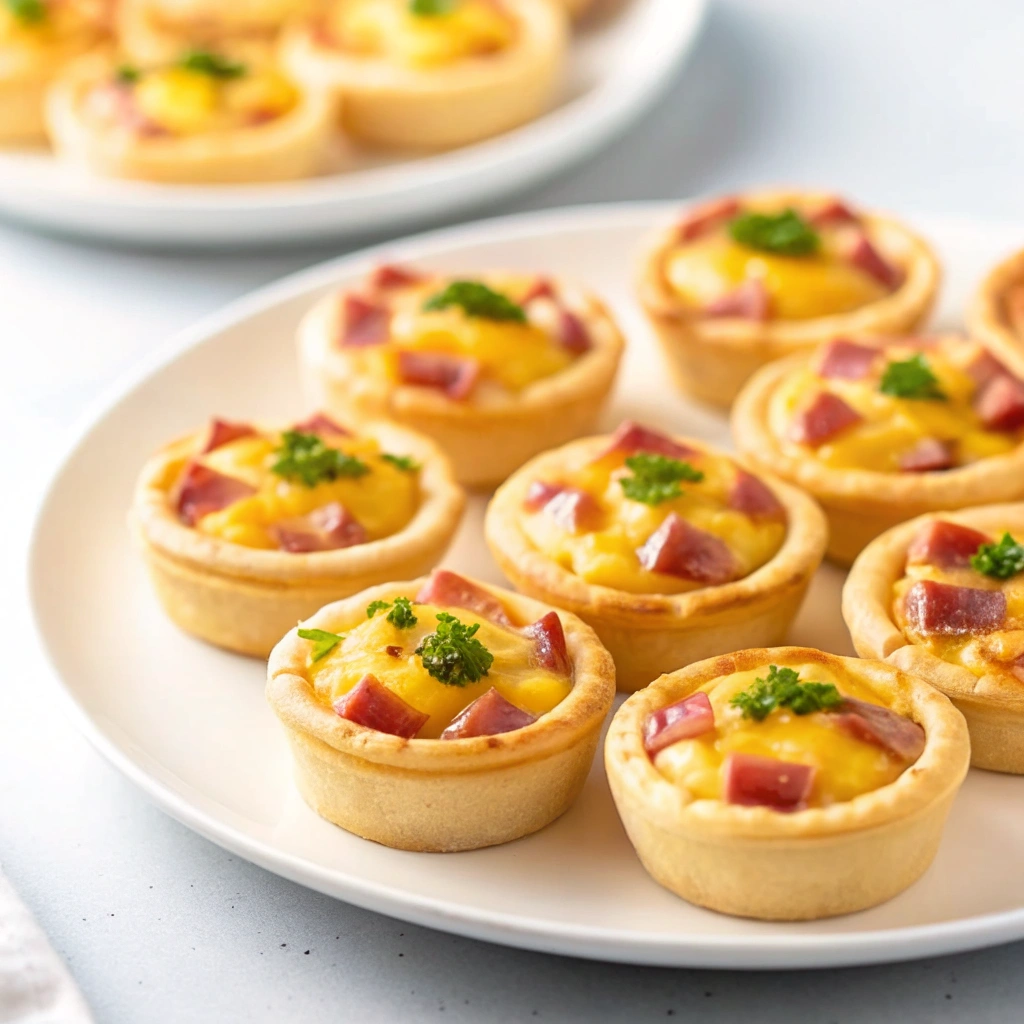 Mini quiche cups with ham and cheese