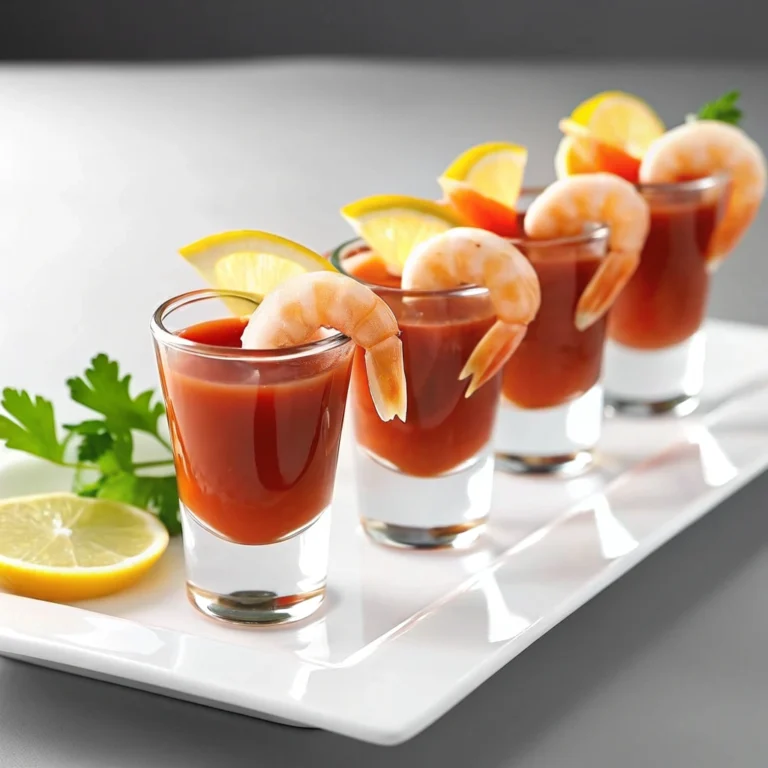Shrimp cocktail shooters with spicy cocktail sauce