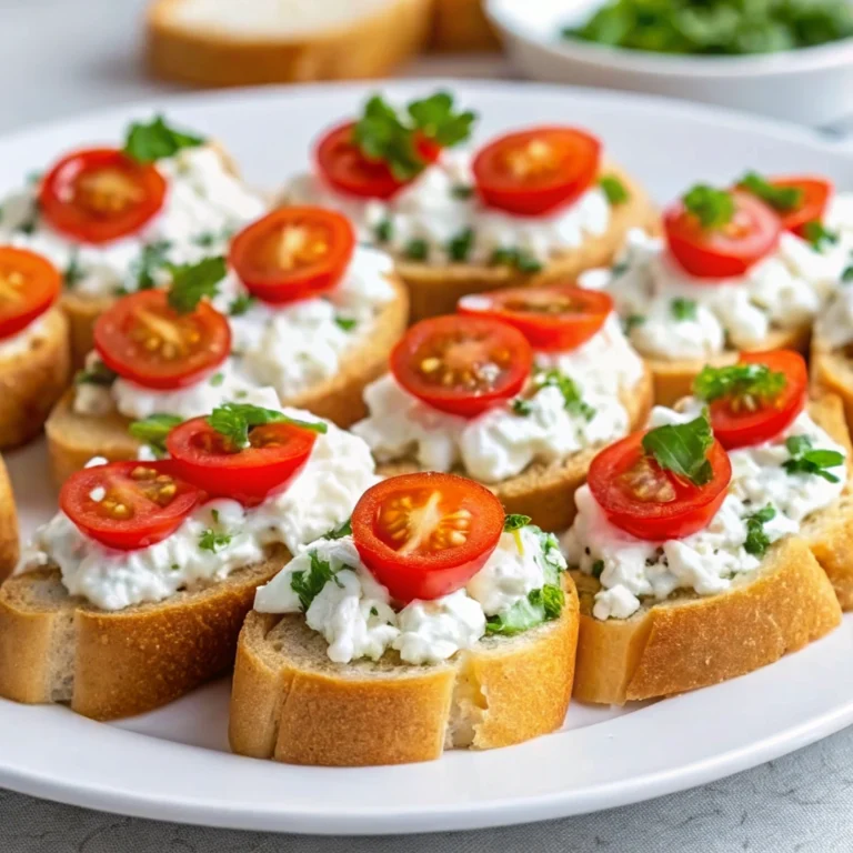 Ricotta and herb crostini with cherry tomatoes
