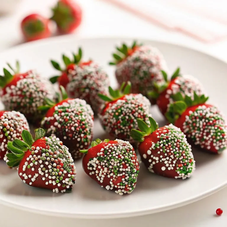 Chocolate-dipped strawberries with holiday sprinkles