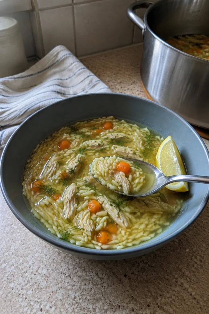 Lemon Chicken Orzo Soup hero shot