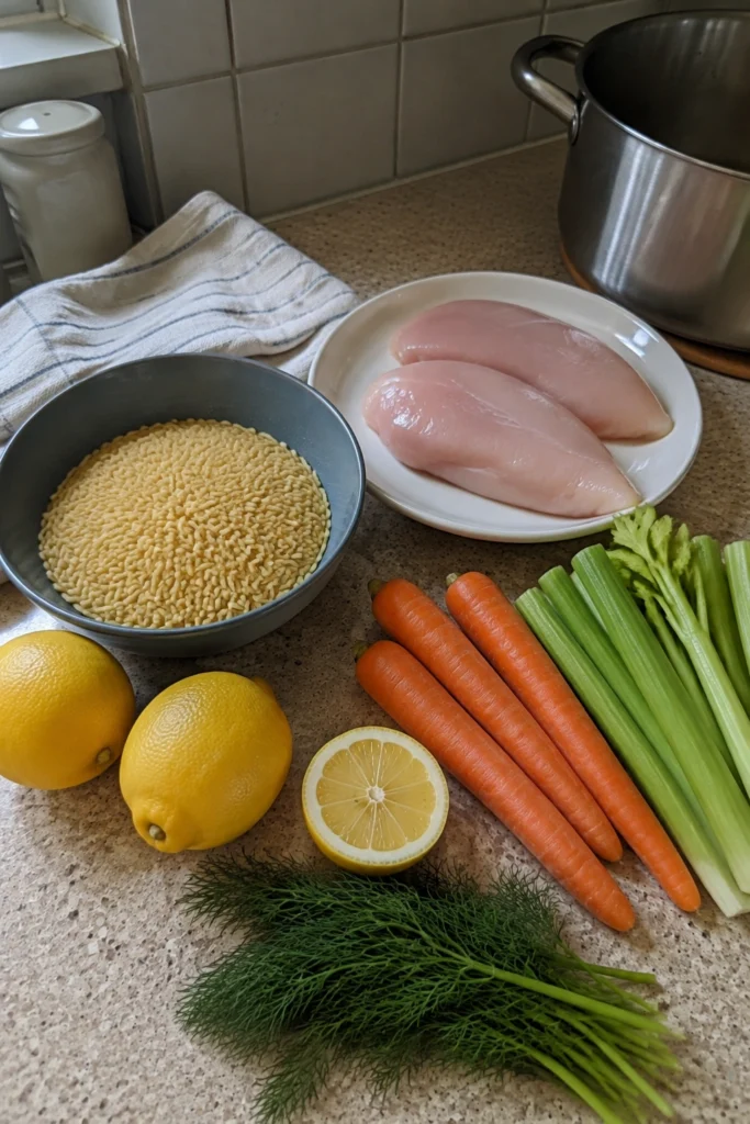 Lemon Chicken Orzo Soup ingredients