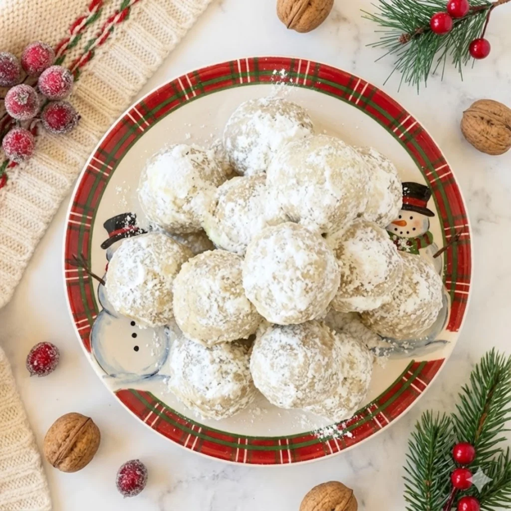 Peanut Butter Cup Stuffed Snowball Cookies