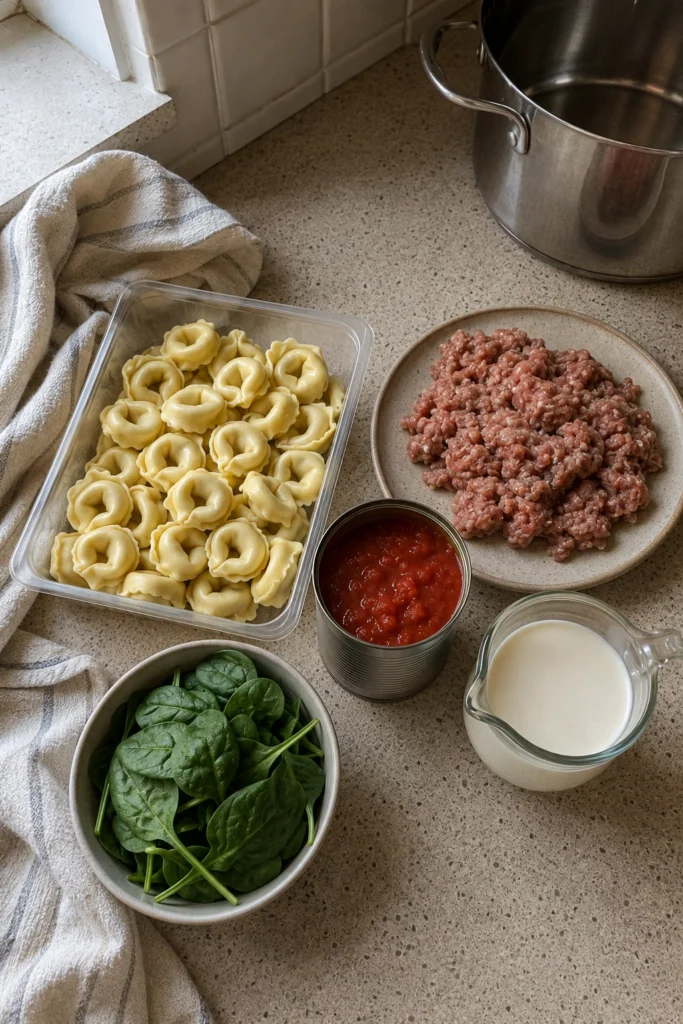 Creamy Sausage Tortellini Soup ingredients