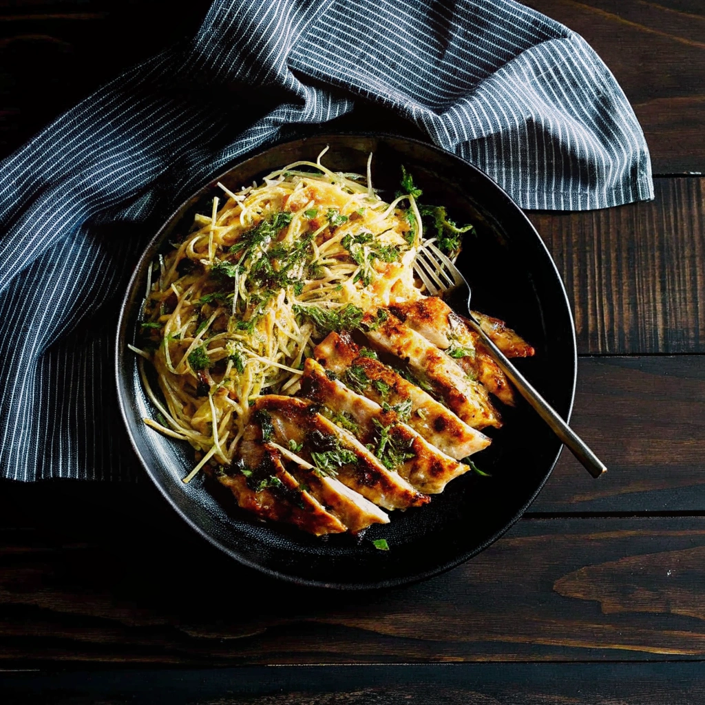 Cheesy Broccoli Spaghetti & Crispy Chicken Cutlets