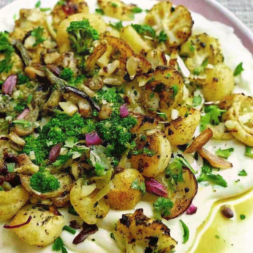 Roasted Cauliflower with Yogurt Chimichurri