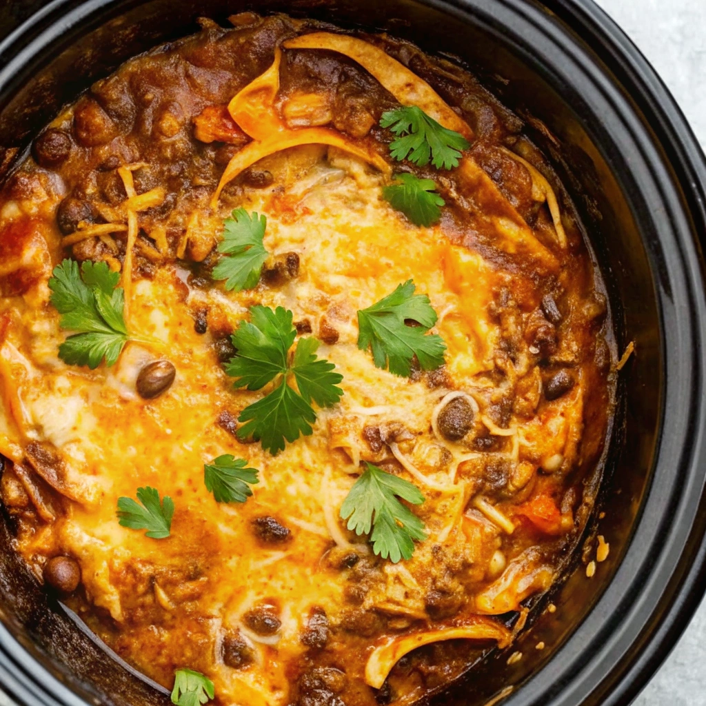 Crockpot Chicken Enchilada Casserole