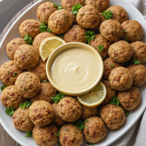 Sausage Balls with Lemon Sauce