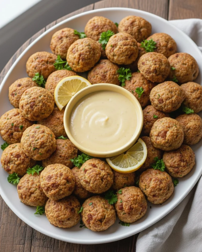 Sausage Balls with Lemon Sauce