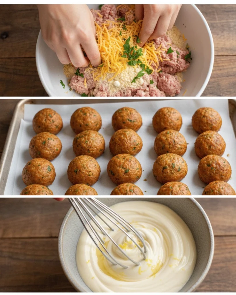 Sausage Balls with Lemon Sauce steps