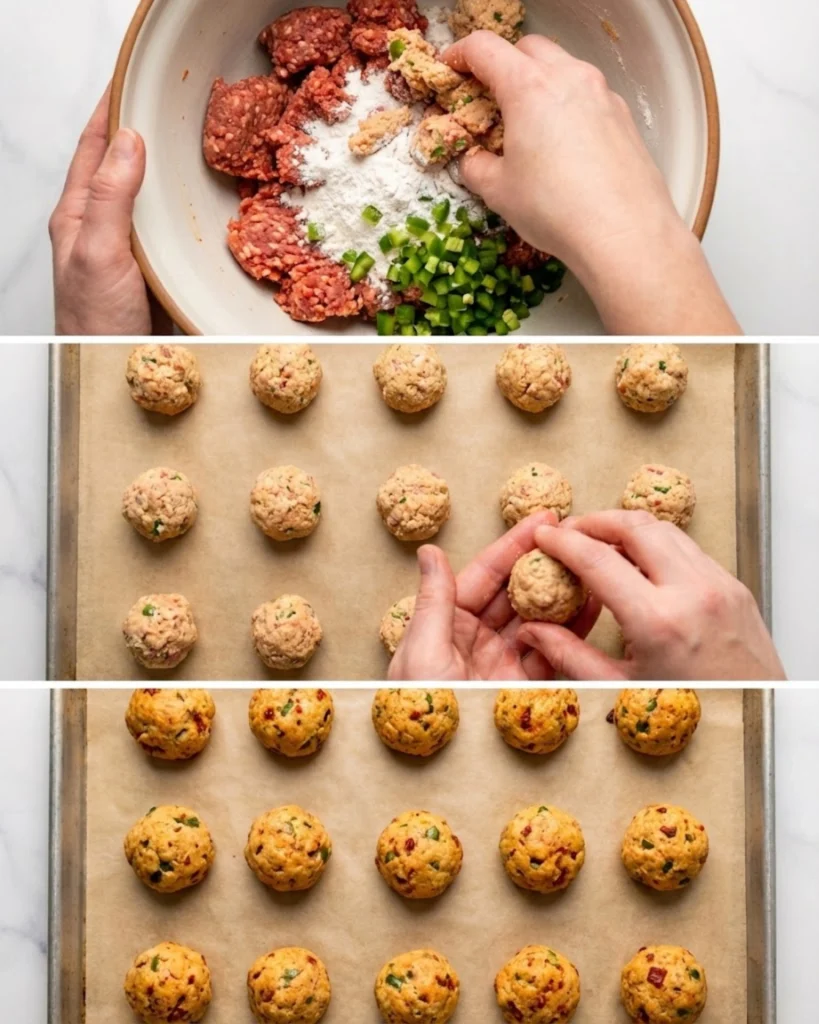 Mexican Sausage Balls steps