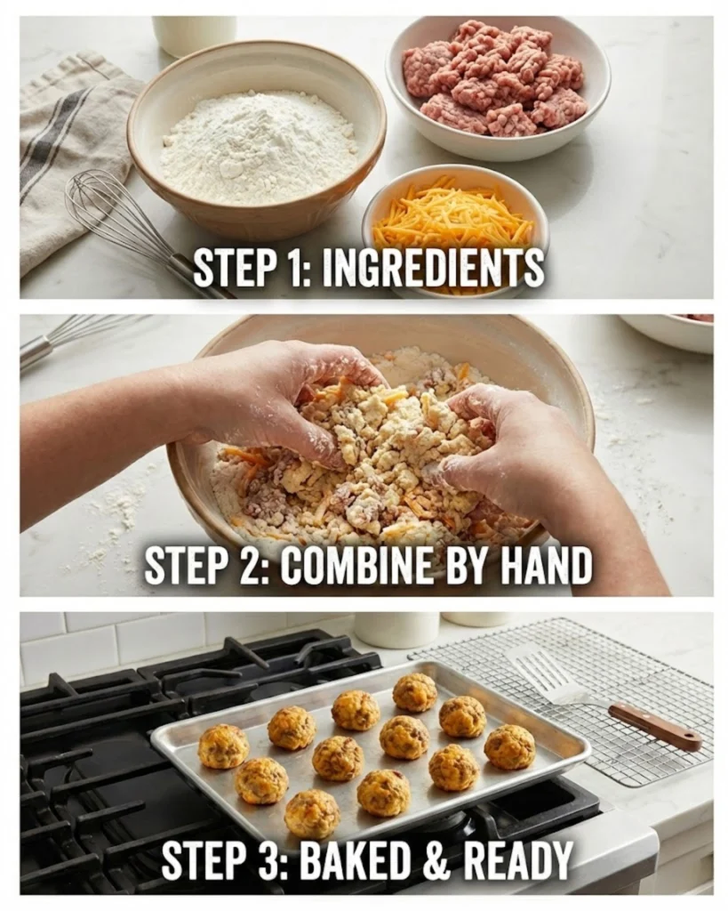 Bisquick Sausage Balls steps
