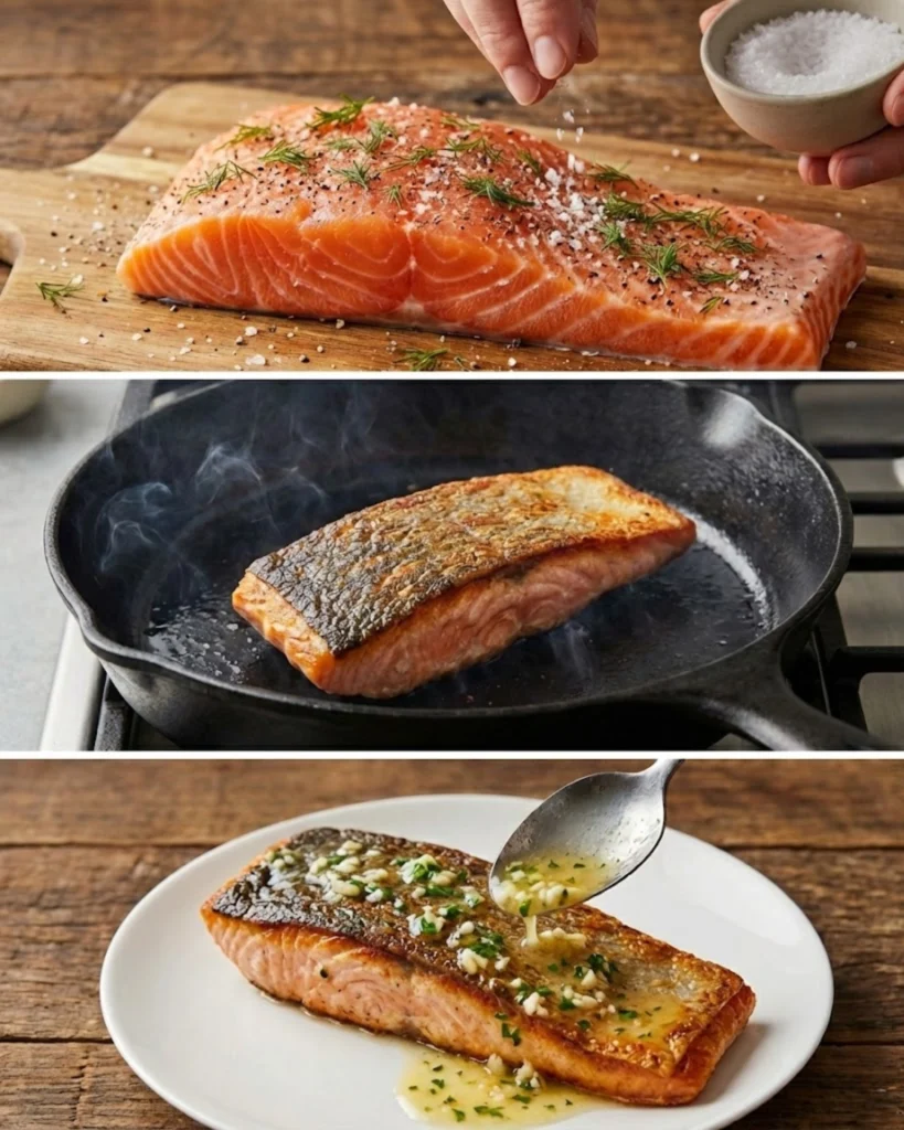 One Skillet Salmon with Lemon Garlic Butter steps