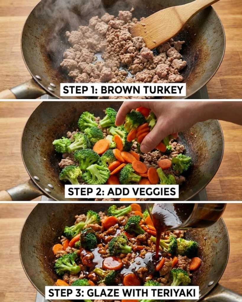 Ground Turkey Teriyaki Stir Fry steps