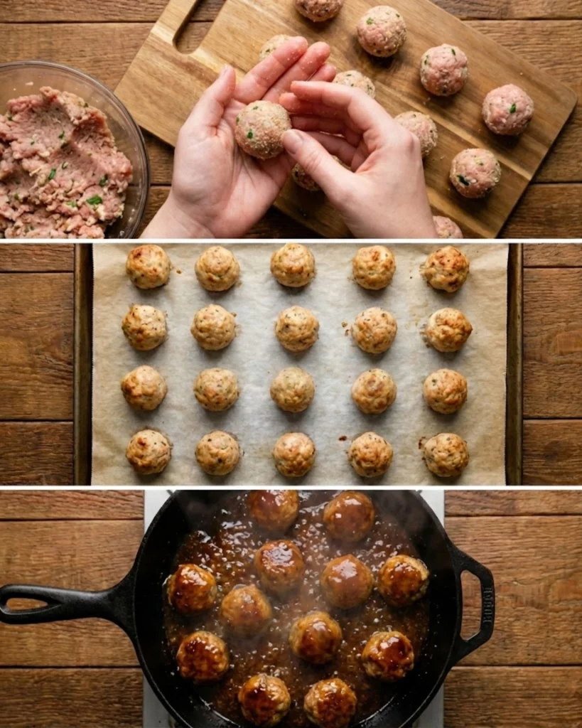 Asian Glazed Turkey Meatballs steps