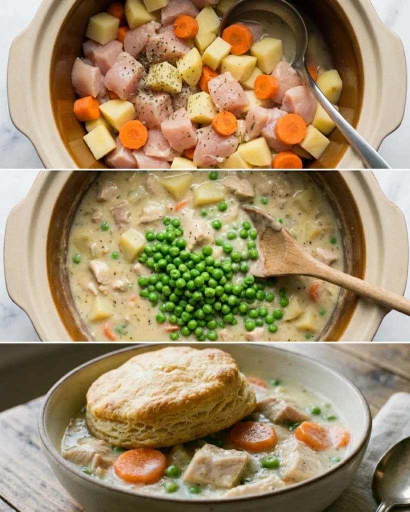 Crockpot Chicken Pot Pie with Biscuits steps