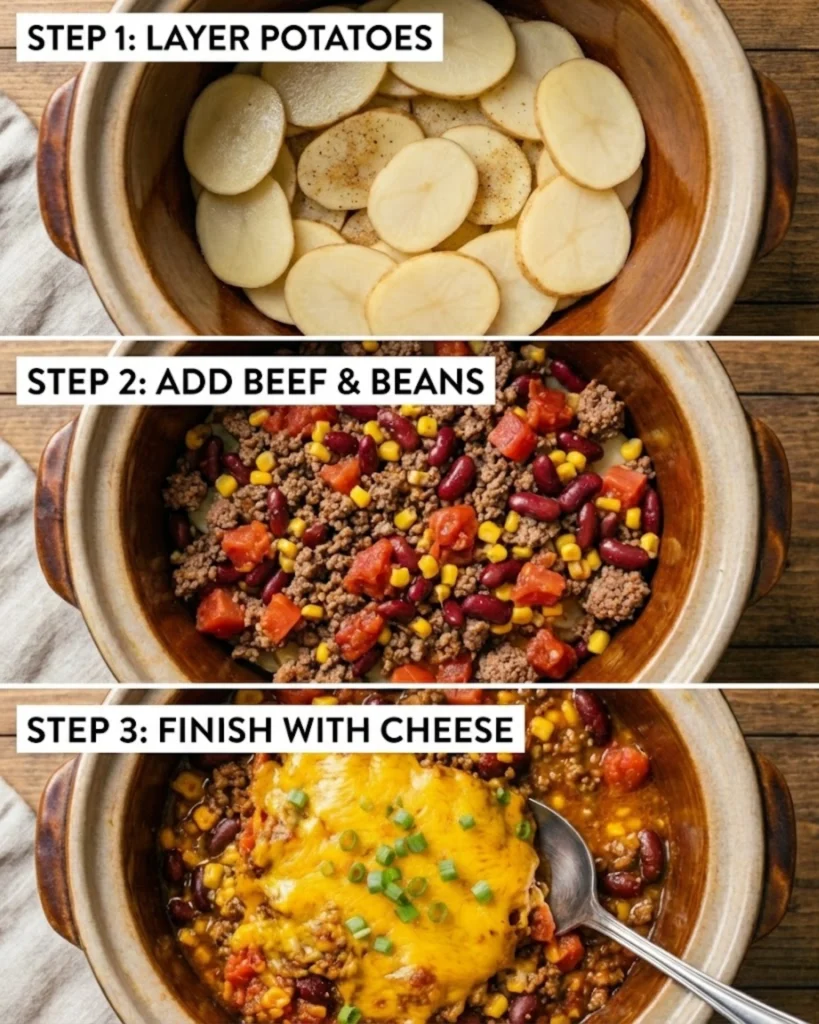 Slow Cooker Cowboy Casserole steps