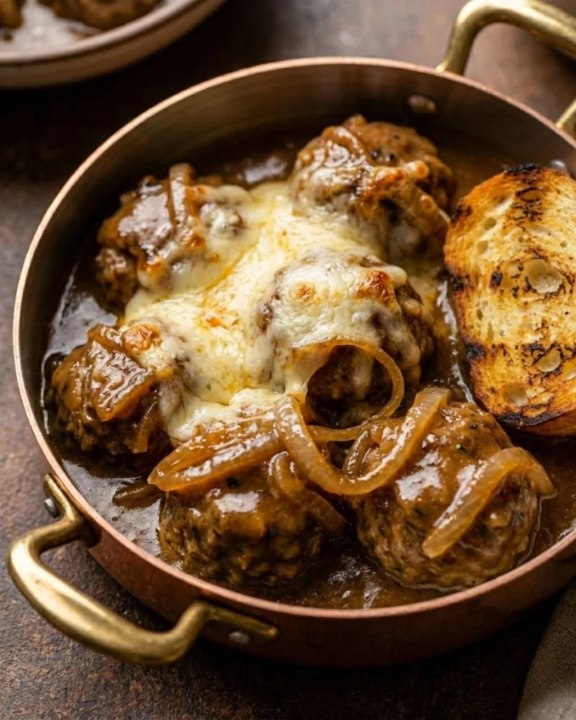 Crockpot French Onion Meatballs