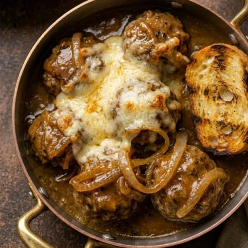 Crockpot French Onion Meatballs