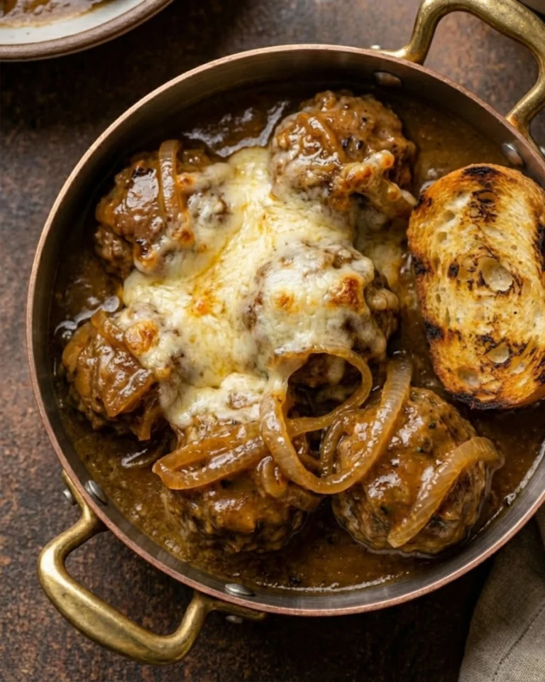 Crockpot French Onion Meatballs