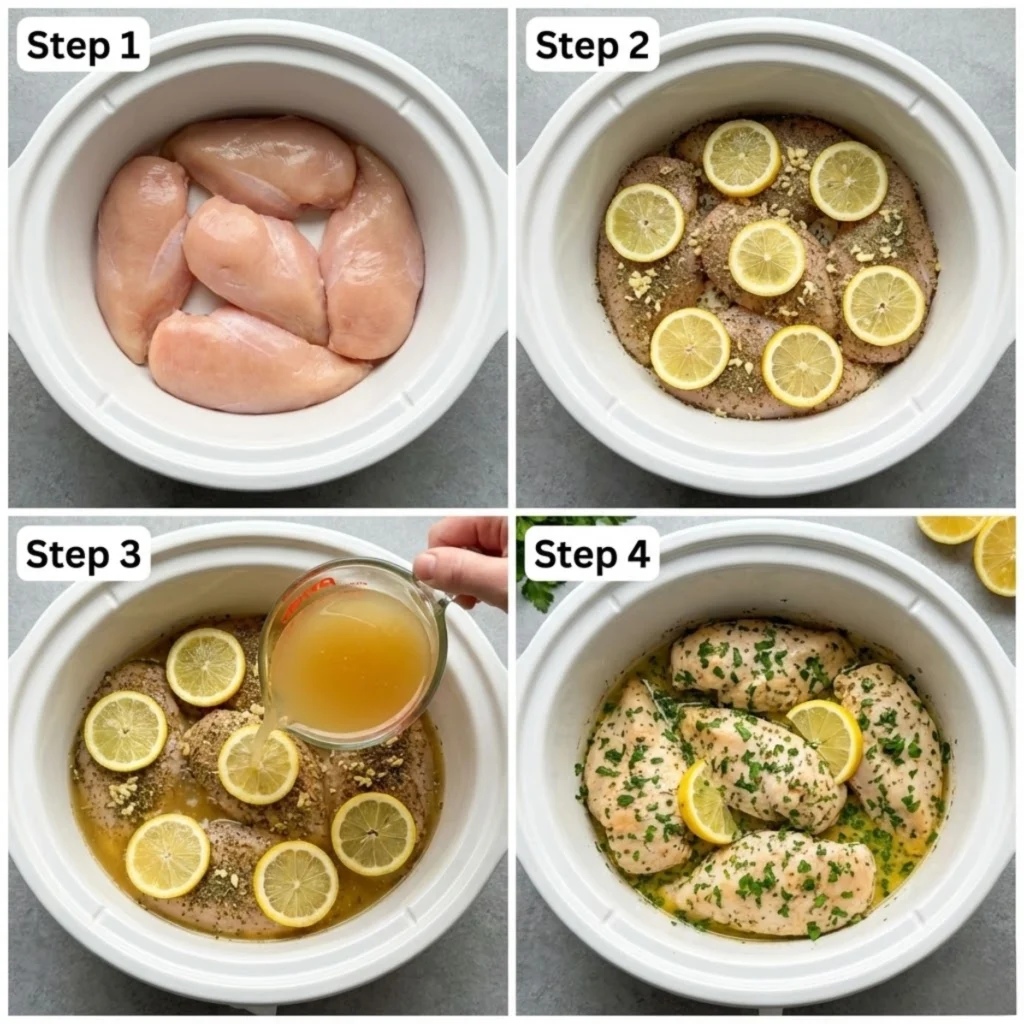 Crockpot Skinny Lemony Chicken Step by step