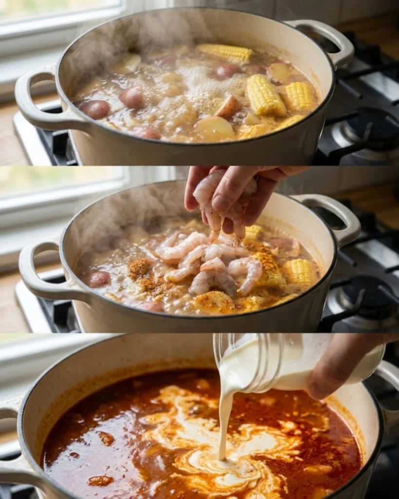 Creamy Shrimp Boil Soup steps