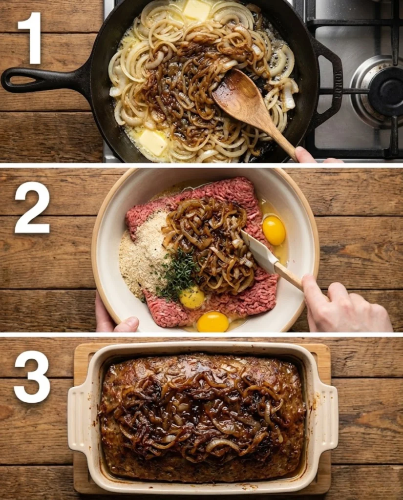 Caramelized Onion Meatloaf steps