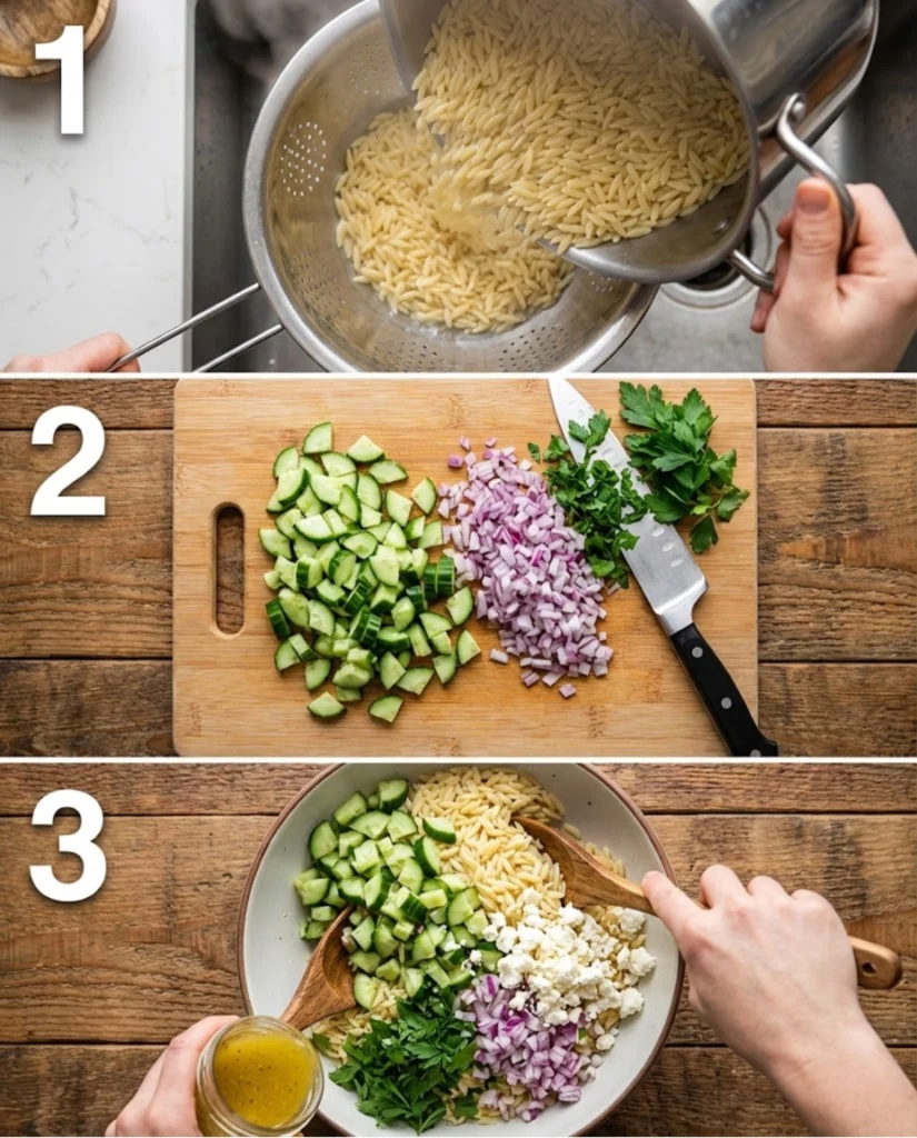 Healthy Orzo Pasta Salad steps