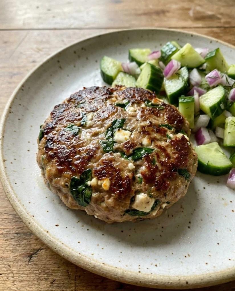 Keto Spinach Feta Turkey Burgers