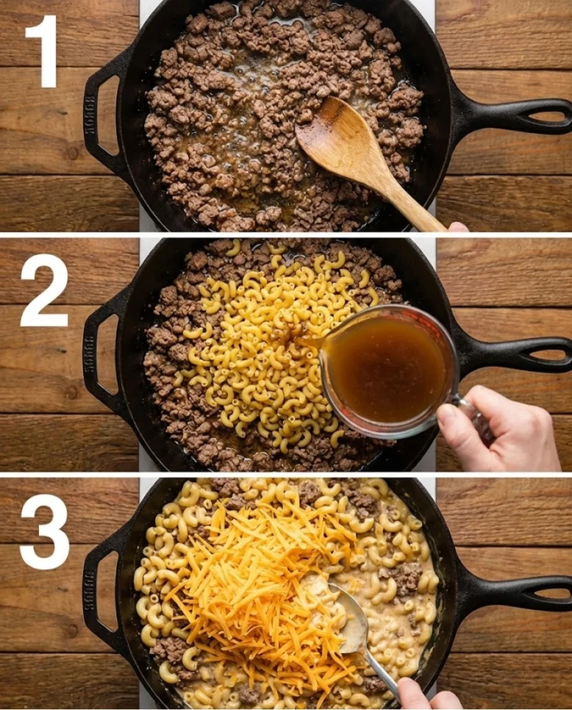 Creamy Minced Beef Mac and Cheese steps