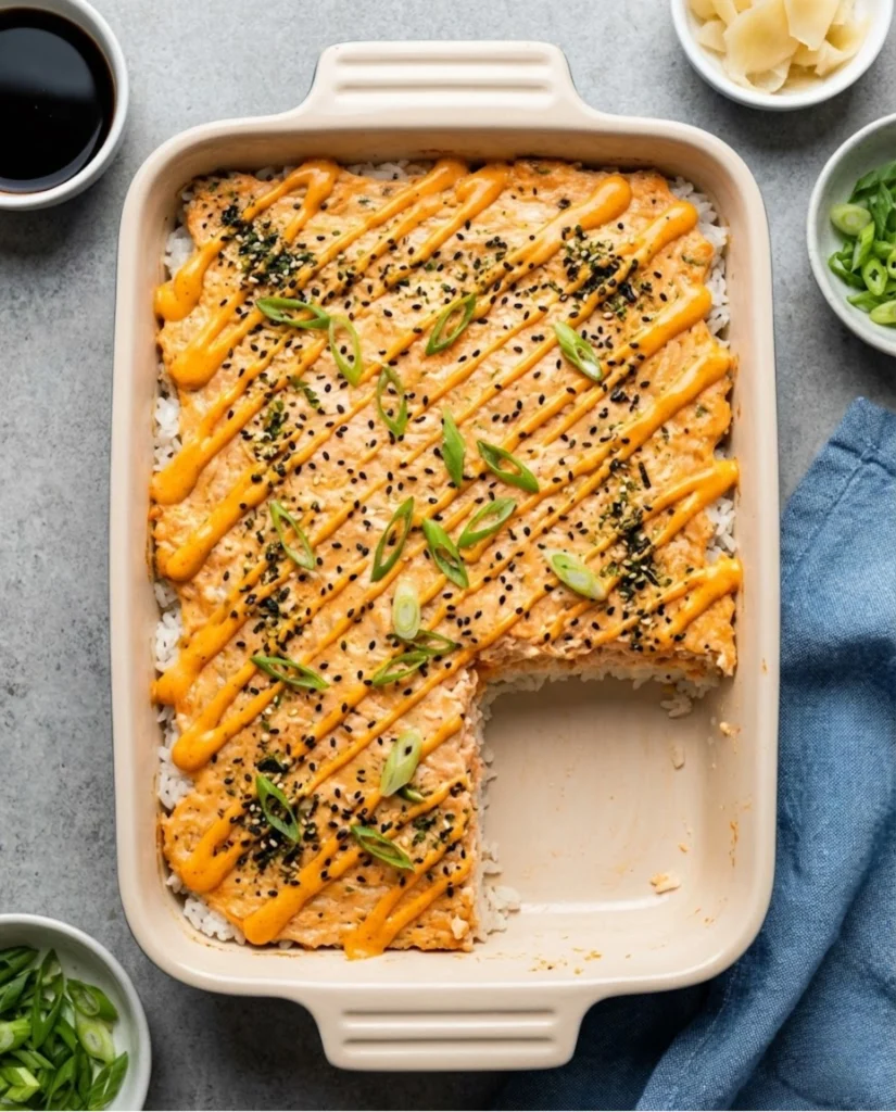 Spicy Salmon Sushi Bake