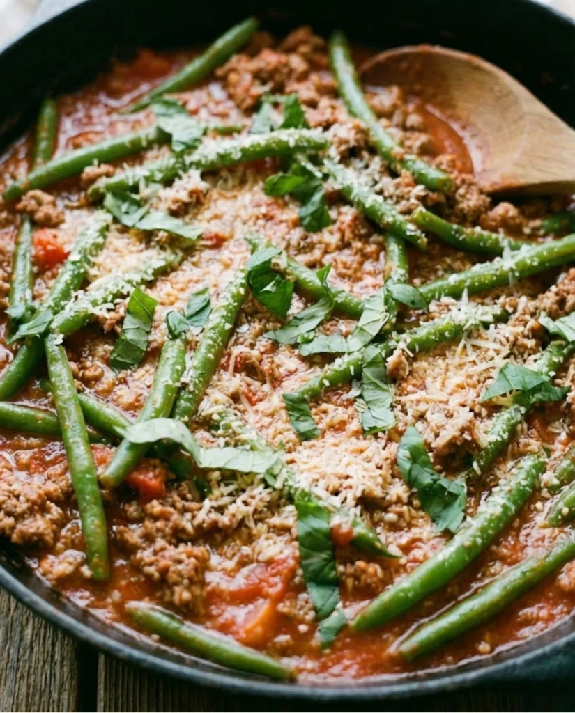 Italian Ground Beef and Green Beans