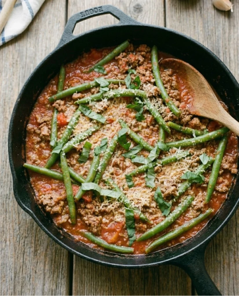 Italian Ground Beef and Green Beans