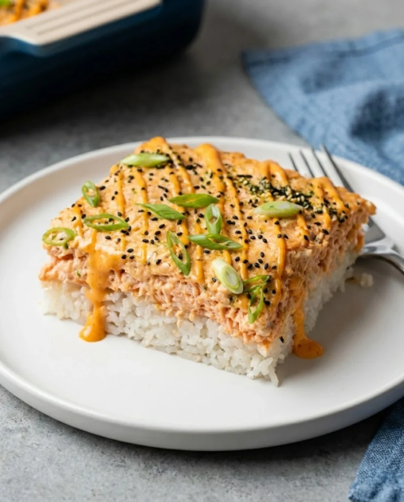 Spicy Salmon Sushi Bake