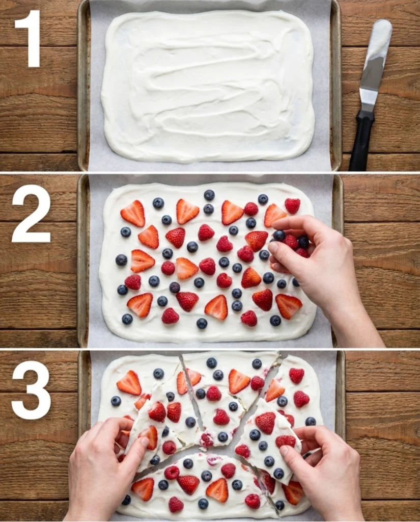Frozen Yogurt Berry Bark steps