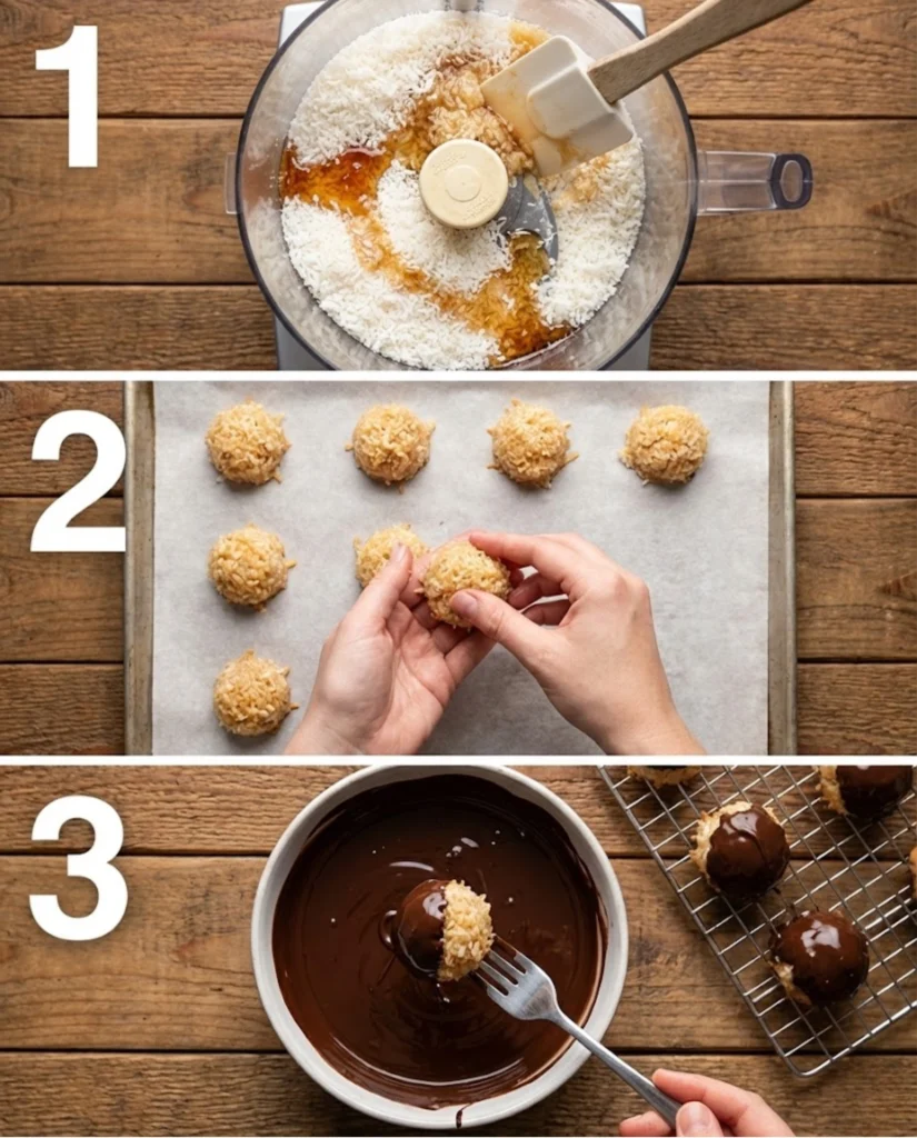 Healthy Chocolate Coconut Bites steps