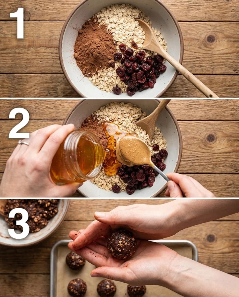 Chocolate Cherry Energy Bites steps