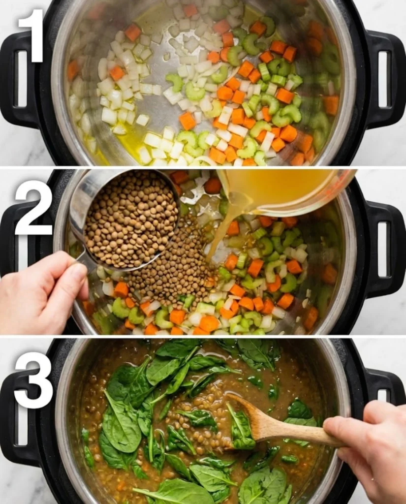Instant Pot Lentil Soup steps