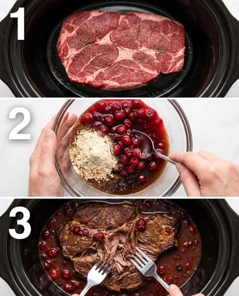 Crockpot Cranberry Pot Roast steps