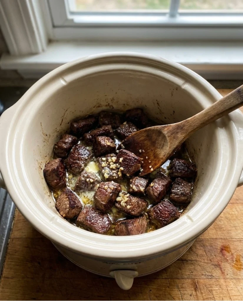 Crockpot Garlic Butter Steak Bites
