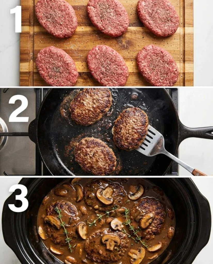 Crockpot Salisbury Steak steps