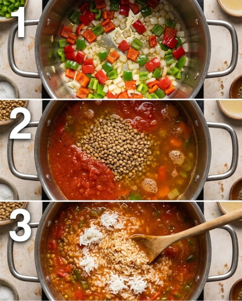 Vegan Stuffed Pepper Soup steps