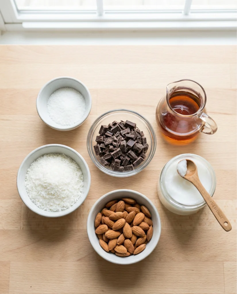 Healthy Chocolate Coconut Bites ingredients