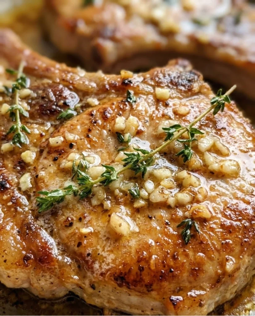 Garlic Butter Pan Seared Pork Chops