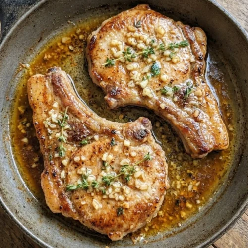 Garlic Butter Pan Seared Pork Chops