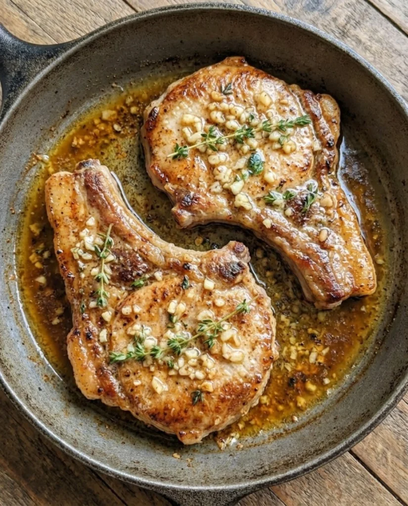 Garlic Butter Pan Seared Pork Chops