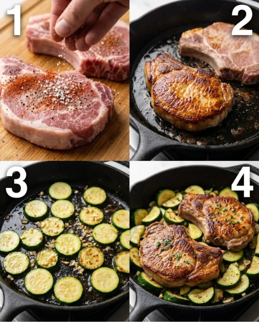 Pork Chops And Zucchini Skillet steps