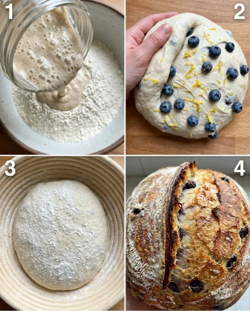 Lemon Blueberry Sourdough Bread steps